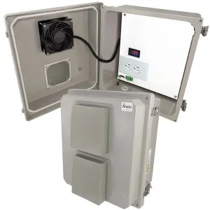 Altelix NF141208VMFA1-DF NF Series Fiberglass WiFi Weatherproof Vented NEMA Enclosure 120 VAC Outlets No-Drill PVC Equipment Mounting Plate