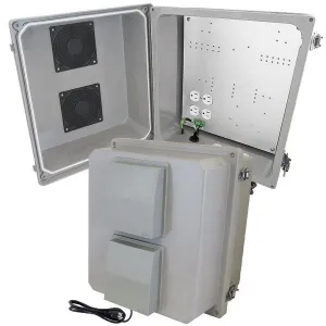 Altelix NF141210VA1C NF Series 14x12x10 Fiberglass Weatherproof Vented NEMA Enclosure with 120 VAC Outlets & Power Cord