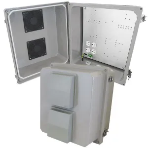 Altelix NF141210VA1 NF Series 14x12x10 Fiberglass Weatherproof Vented NEMA Enclosure with 120 VAC Outlets