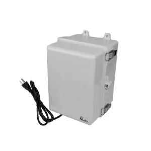 Altelix NP120909A1C-DIN 12x9x9 Polycarbonate + ABS NEMA 4X DIN Rail Enclosure with 120 VAC Outlets & Power Cord