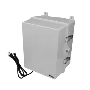 Altelix NP141109HA1R4C-DIN 14x11x9 Heated Polycarbonate + ABS NEMA 4X DIN Rail Enclosure with 50W Heater & 4 120 VAC Outlets & Power Cord