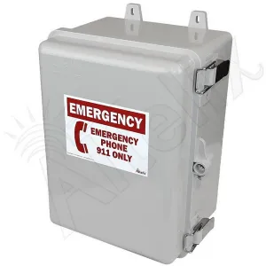Altelix TBP12-1 12x9x7 IP66 NEMA 4X Outdoor Weatherproof Emergency Phone Call Box with Emergency Phone Label