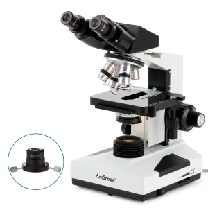 AmScope B490A-DK-E1 B490 Series Biological Darkfield Binocular Compound Microscope 40X-1600X Magnification w/ 1MP Digital Eyepiece