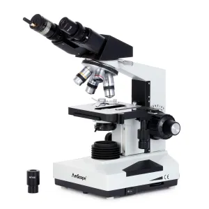 AmScope B490B-WF Binocular Compound Microscope 40X-2000X Professional, Biological w/ Halogen Illumination, 3D Stage + Wi-Fi 2.0MP Digital Camera