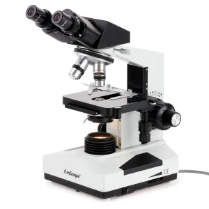 AmScope B490A-LED-E5 Professional LED Biological Binocular Compound Microscope 40X-1000X Magnification w/ 3D Mechanical Stage and 5MP Camera