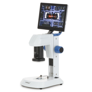 AmScope DM745-HDM9-3MP DM745 Series Digital Microscope for Industrial Inspection w/ 0.7X-4.5X Magnification Zoom on Track Stand w/ 9" Screen