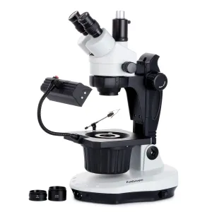 AmScope GM400TZ GM400 Series Advanced Jewel Gem Zoom Trinocular Stereo Microscope 3.5X-90X Magnification on Track Stand