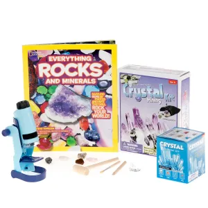 AmScope KVB-GEM-612-ADV Kid's Natural Gemstone Adventurer Series Set 60X-120X Portable LED Handheld Microscope, Natural Gemstone Activity Set and more