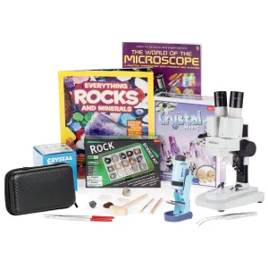AmScope KVB-GEM-612-EXP Kid's Natural Gemstone Explorer Series Set 60X-120X Portable LED Handheld Microscope, Natural Gemstone Activity Set and more