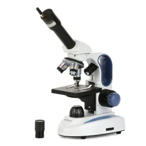 AmScope M158C-2L-WF Monocular Compound Microscope 40X-1000X, Student, Battery Powered + Dual LED Illumination + Wi-Fi 2.0MP Digital Eyepiece Camera