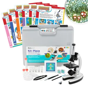 AmScope M30-ABS-KT2-W-EXCL1 IQCrew 120X-1200X 52-pcs Kids Beginner Compound Microscope STEM Kit w/ Metal Body Microscope, Slides, LED Light