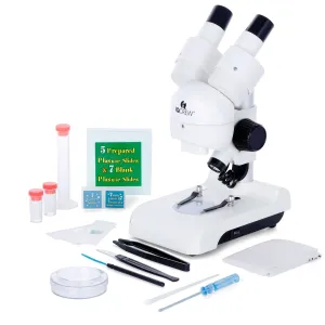AmScope SE122 IQCREW By SE122 Series Deluxe All-In-One Portable Stereo Microscope 30X Magnification with LED Dual-Illumination and Accessory Kit