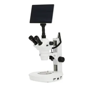 AmScope SF-2TRAY-TP2 Trinocular Stereo Microscope 8X-100X Magnification + Dual-illumination + Track-stand + 10.5" Touchscreen 8MP Imaging System
