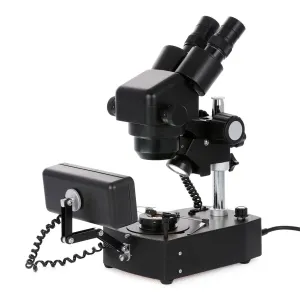 AmScope SH-2B-SL-DK SH-2 Series Jewelry Gem Binocular Stereo Microscope 10X-40X Magnification on Pillar Stand w/ Three Lights