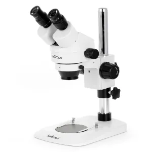 AmScope SM-1BNX-64S Zoom Binocular Stereo Microscope 3.5X-45X Magnification w/ 64 LED Compact Ring Light on Compact Pillar Stand