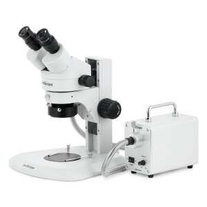 AmScope SM-1BRZZ-30WR-16M3 SM-1 Series Super Widefield Zoom Binocular Stereo Microscope 3.5X-180X w/ 30W LED Fiber Optic Ring Light and 16MP USB 3.0 C-mount Camera on Track Stand
