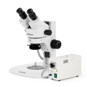 AmScope SM-1BRYY-FOR SM-1 Series Super Widefield Zoom Binocular Stereo Microscope 7X-135X Magnification w/ 150W Halogen Ring Light on Track Stand