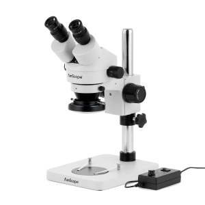 AmScope SM-1BSX-144-18M3 SM-1 Series Inspection and Dissecting Zoom Binocular Stereo Microscope 3.5X-45X w/ 144 LED Ring Light and 18MP USB 3.0 C-mount Camera on Compact Pillar Stand