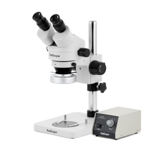 AmScope SM-1BS-80M-5M3 SM-1 Series Inspection and Dissecting Zoom Binocular Stereo Microscope 7X-45X w/ HD 80 LED Ring Light and 5MP USB 3.0 C-mount Camera on Compact Pillar Stand