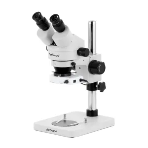 AmScope SM-1BS-80S-10M SM-1 Series Inspection and Dissecting Zoom Binocular Stereo Microscope 7X-45X w/ 80 LED Compact Ring Light and 10MP USB 2.0 C-mount Camera on Compact Pillar Stand