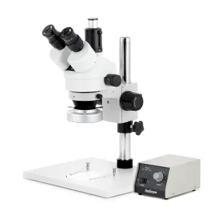 AmScope SM-1TYY-80M-10M SM-1 Series Zoom Trinocular Stereo Microscope 7X-135X w/ HD 80 LED Ring Light and 10MP USB 2.0 C-mount Camera on Pillar Stand w/ Extra Large Base Plate