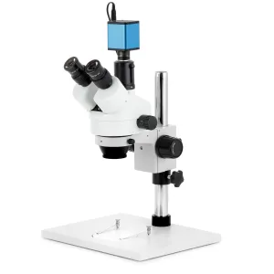 AmScope SM-1T Zoom Trinocular Stereo Microscope 7X-45X Magnification on Pillar Stand w/Extra Large Base Plate