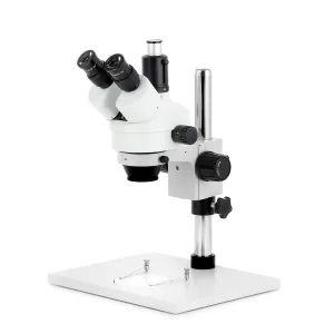 AmScope SM-1TYY-64S-3M SM-1 Series Zoom Trinocular Stereo Microscope 7X-135X w/ 64 LED Compact Ring Light and 3MP USB 2.0 C-mount Camera on Pillar Stand w/ Extra Large Base Plate