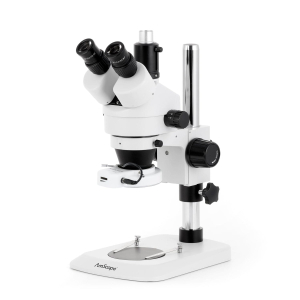 AmScope SM-1TNZ-144S-14M3 SM-1 Series Industrial Inspection Zoom Trinocular Stereo Microscope 3.5X-90X w/ 144 LED Compact Ring Light and 14MP USB 3.0 C-mount Camera on Pillar Stand w/ Small Base