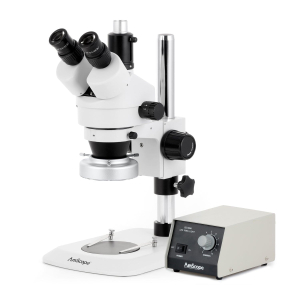 AmScope SM-1TNY-80M-5M3 SM-1 Series Industrial Inspection Zoom Trinocular Stereo Microscope 7X-90X w/ HD 80 LED Ring Light and 5MP USB 3.0 C-mount Camera on Pillar Stand w/ Small Base