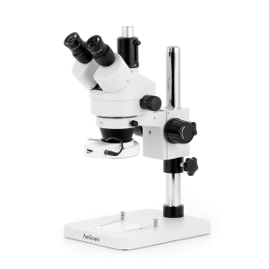 AmScope SM-1TSX-144S-14M3 SM-1T Series Trinocular Zoom Stereo Microscope 3.5X-45X Magnification w/ 144 LED Compact Ring Light and 14MP USB 3.0 C-mount Camera on Pillar Stand