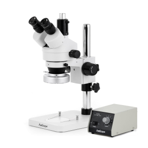 AmScope SM-1TSZZ-80M-9M SM-1 Series Zoom Trinocular Stereo Microscope 3.5X-180X Magnification w/ Heavy Duty 80 LED Ring Light and 9MP USB 2.0 C-mount Camera on Pillar Stand