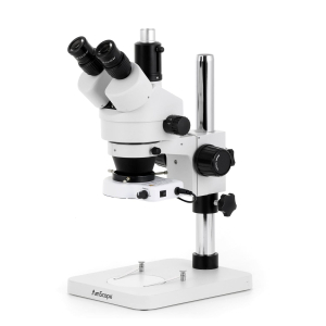 AmScope SM-1TSZZ-80S-5M3 SM-1 Series Zoom Trinocular Stereo Microscope 3.5X-180X Magnification w/ 80 LED Compact Ring Light and 5MP USB 3.0 C-mount Camera on Pillar Stand