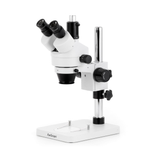 AmScope SM-1TSX-64S-5M3 SM-1 Series Zoom Trinocular Stereo Microscope 3.5X-45X Magnification w/ 64 LED Compact Ring Light and 5MP USB 3.0 C-mount Camera on Pillar Stand