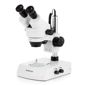 AmScope SM-2BZ SM-2 Series Zoom Binocular Stereo Microscope 3.5X-90X Magnification on Pillar Stand w/ Dual Halogen Lights