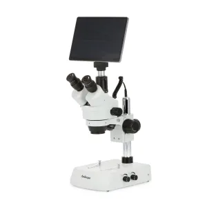 AmScope SM-2T-LED-TP2 SM-2 Series Trinocular Zoom Stereo Microscope 7X-45X on Pillar Stand w/ LED Illumination + 10.5" Touchscreen 8MP Imaging System