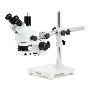 AmScope SM-3T-80S SM-3 Series Zoom Trinocular Stereo Microscope 7X-45X Magnification with 80 LED Ring Light