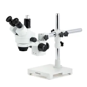 AmScope SM-3TX-M SM-3 Series Zoom Trinocular Stereo Microscope 3.5X-45X Magnification w/ 1.3MP USB 2.0 C-mount Camera on Single Arm Boom Stand