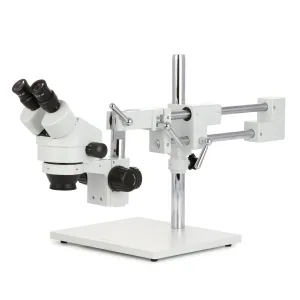 AmScope SM-4BZ-5M SM-4B Series Binocular Zoom Stereo Microscope 3.5X-90X Magnification w/ 5MP USB 2.0 C-mount Camera on Double Arm Boom Stand