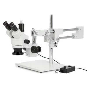 AmScope SM-4TPZZ-144-10M3 SM-4T Series Trinocular Simul-Focal Zoom Stereo Microscope 3.5X-180X Magnification With 144 LED Ring Light and 10MP USB 3.0