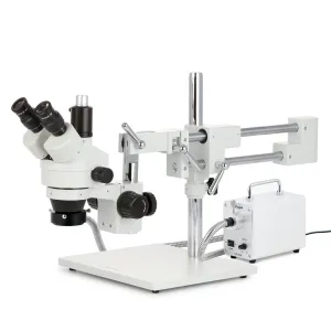 AmScope SM-4TZZ-30WR-AF1 SM-4 Series Zoom Trinocular Stereo Microscope 3.5X-180X Magnification with 30W LED Fiber Optic Ring Light and 1080P HDMI