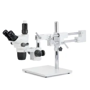 AmScope SZN-4TW3-50WYR SZN-4 Series Zoom Trinocular Stereo Microscope 2X-225X Magnification on Boom Stand 50W Led Fiber Optic O-Y Illuminator