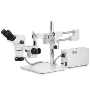 AmScope ZM-4BNW-FOR Zoom Binocular Stereo Microscope 6.7X-112.5X Magnification on Double Arm Boom Stand