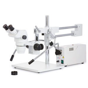 AmScope ZM-4BW2-FOD Professional Extreme Widefield Zoom Binocular Stereo Microscope 6.7X-225X Magnification on Double Arm Boom Stand