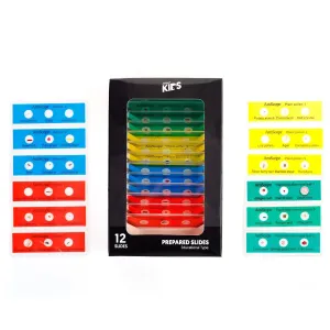 AmScope PS-P12X3-A 12pc Color-coded 3-specimen Prepared Plastic Microscope Slides with Plant, Insect, Mammal, Bird and Fish Specimens