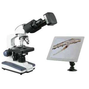 AmScope B120B-WF B120 Series Binocular Compound Microscope 40X-2000X Magnification with LED, Siedentopf Head, Wi-Fi Digital Camera and 3D Stage
