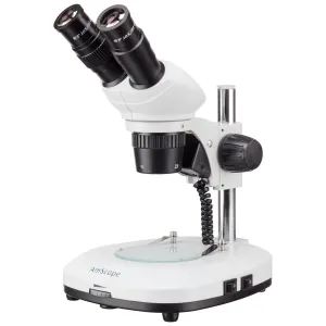 AmScope SG204-P SG204 Series Compact Binocular Stereo Microscope 20X, 40X Magnification on Pillar Stand w/ Dual Illumination
