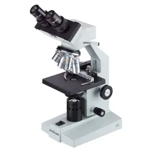 AmScope B100A-MS-E1 B100 Series Biological Binocular Compound Microscope 40X-1600X Magnification with Halogen, Mechanical Caliper and 1MP Digital Eyepiece