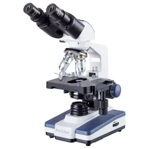 AmScope B120-10M3 B120 Series Student & Professional LED Binocular Compound Microscope 40X-1000X w/ Siedentopf Head, 3D Mechanical Stage and 10MP USB 3.0 C-mount Camera
