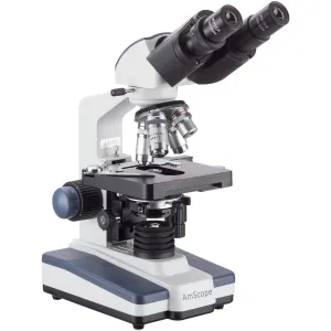 AmScope B120 B120 Series Student and Professional LED Binocular Compound Microscope 40X-1000X Magnification with 3D Two-Layer Mechanical Stage