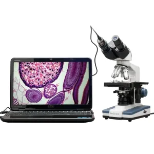 AmScope B120B-E3 B120 Series Binocular Compound Microscope 40X-2000X Magnification with LED, Siedentopf Head and 3MP Digital Camera